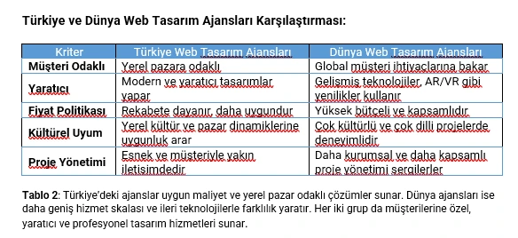 Türkiye ve Dünya Web Tasarım Ajansları Karşılaştırması: