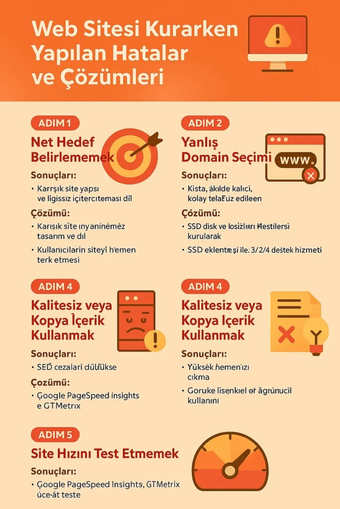 Web sitesi hataları ve çözümleri hakkında detaylı rehber. SEO, hız, mobil uyumluluk gibi kritik konularda doğru stratejiler öğrenin.  #WebSitesiKurarkenYapilanHatalar