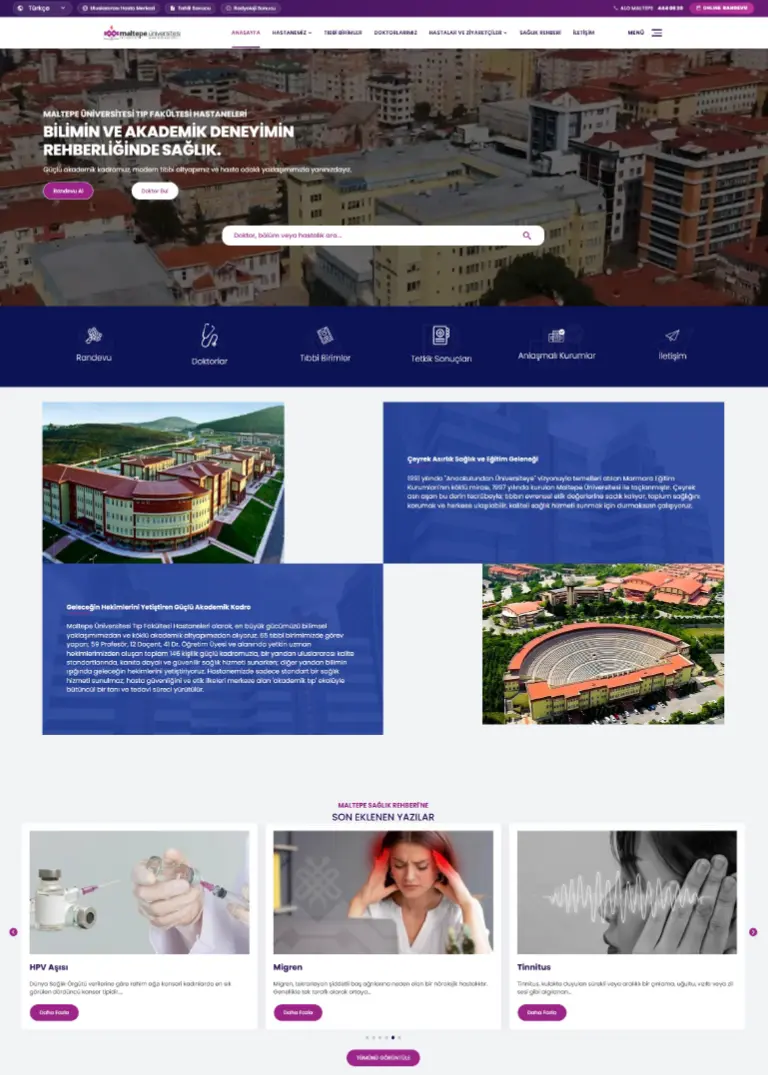 Maltepe Üniversitesi web sitesi tasarımı
