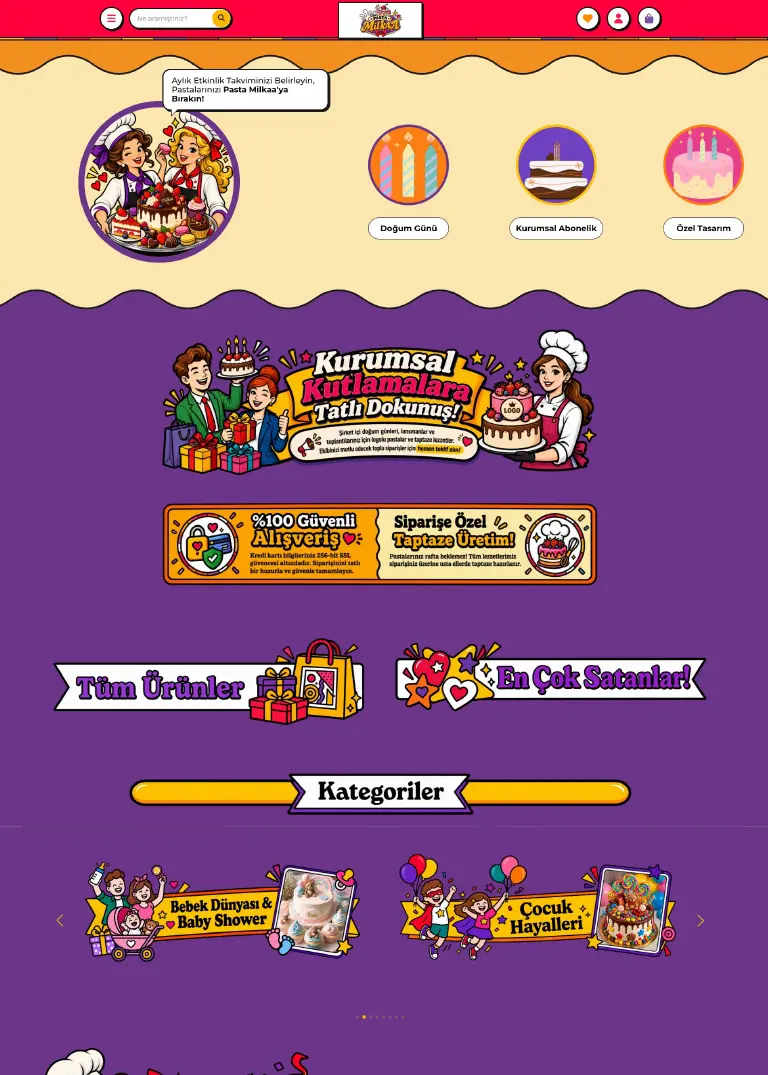 Pasta Siparişim web sitesi tasarımı